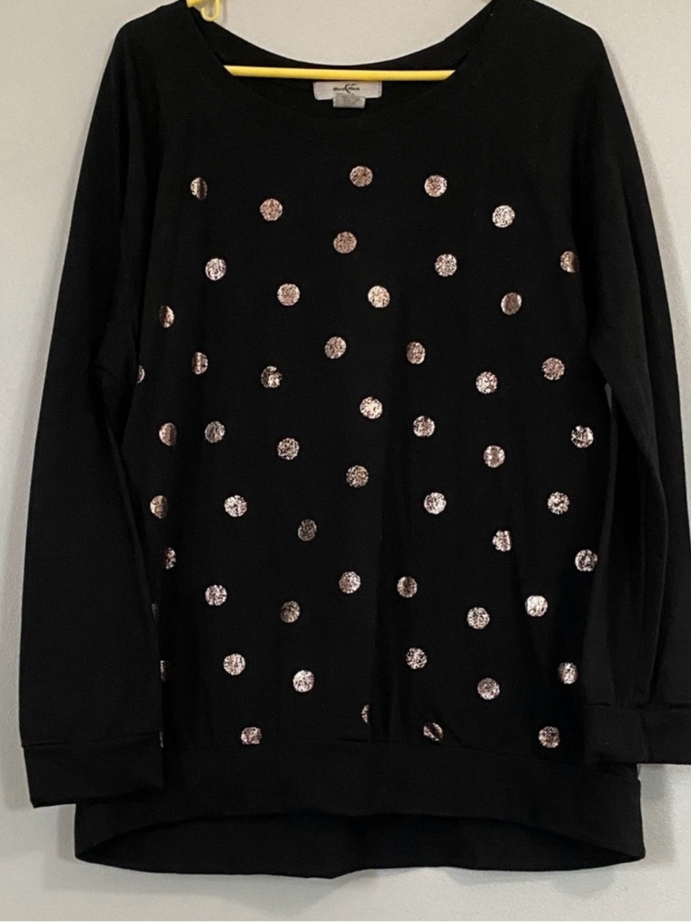 Moa Moa Black Sweatshirt with Rose Gold Polka Dots